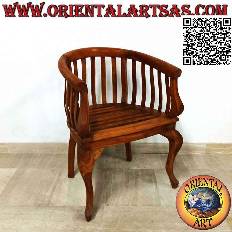 Fauteuil "rond" moderne avec assise en bois de teck