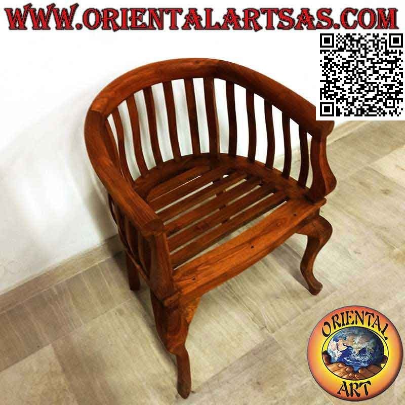 Moderner "runder" Sessel mit Sitz aus Teakholz