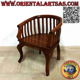 Fauteuil bébé "rond" moderne avec assise pleine en bois de teck