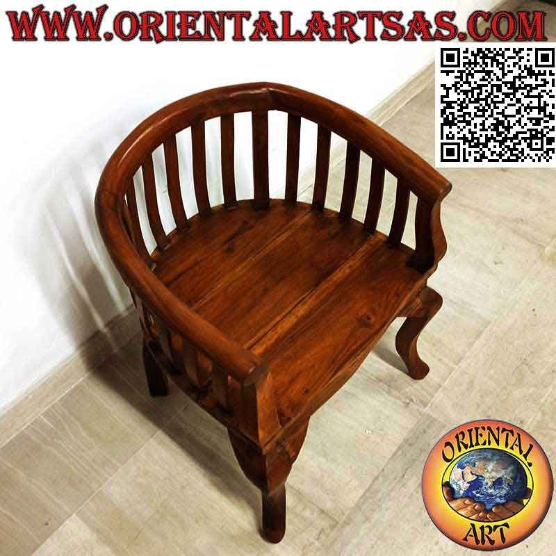 Poltrona baby moderna "round" con seduta intera in legno di teak