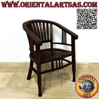 "Washington" style armchair entirely in teak wood (dark color)
