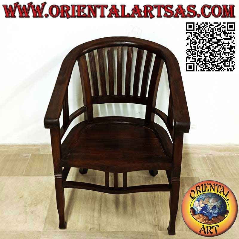 Sillón estilo "Washington" íntegramente en madera de teca (color oscuro)