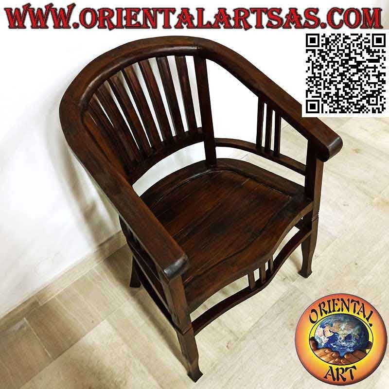 Fauteuil de style "Washington" entièrement en bois de teck (couleur foncée)