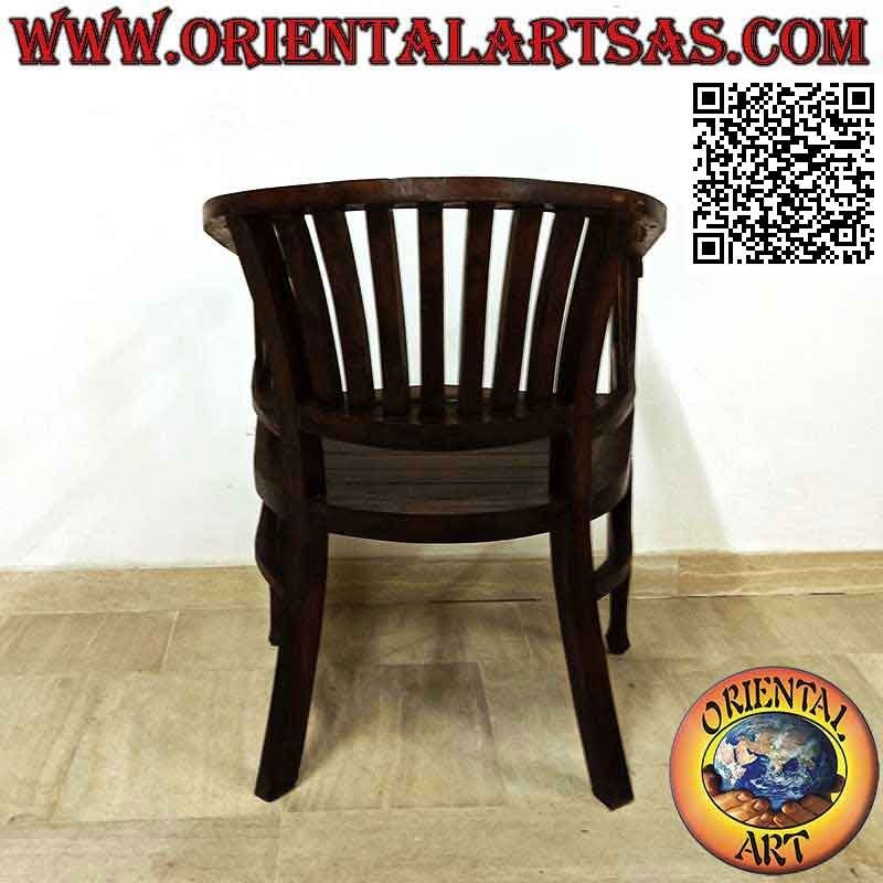 "Washington" style armchair entirely in teak wood (dark color)