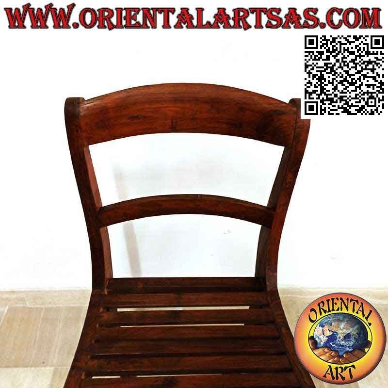 Chaise courbée avec dossier anatomique et fond à lattes, en bois de teck