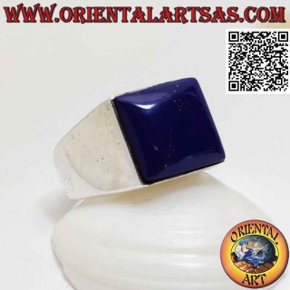 Silberring mit quadratischem Cabochon-Sodalith auf glatter Einstellung