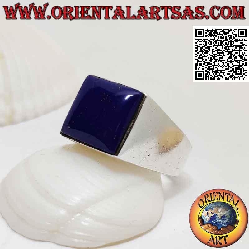Silberring mit quadratischem Cabochon-Sodalith auf glatter Einstellung