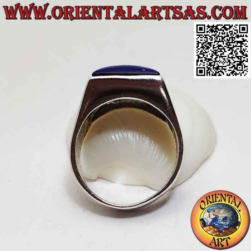 Silberring mit quadratischem Cabochon-Sodalith auf glatter Einstellung