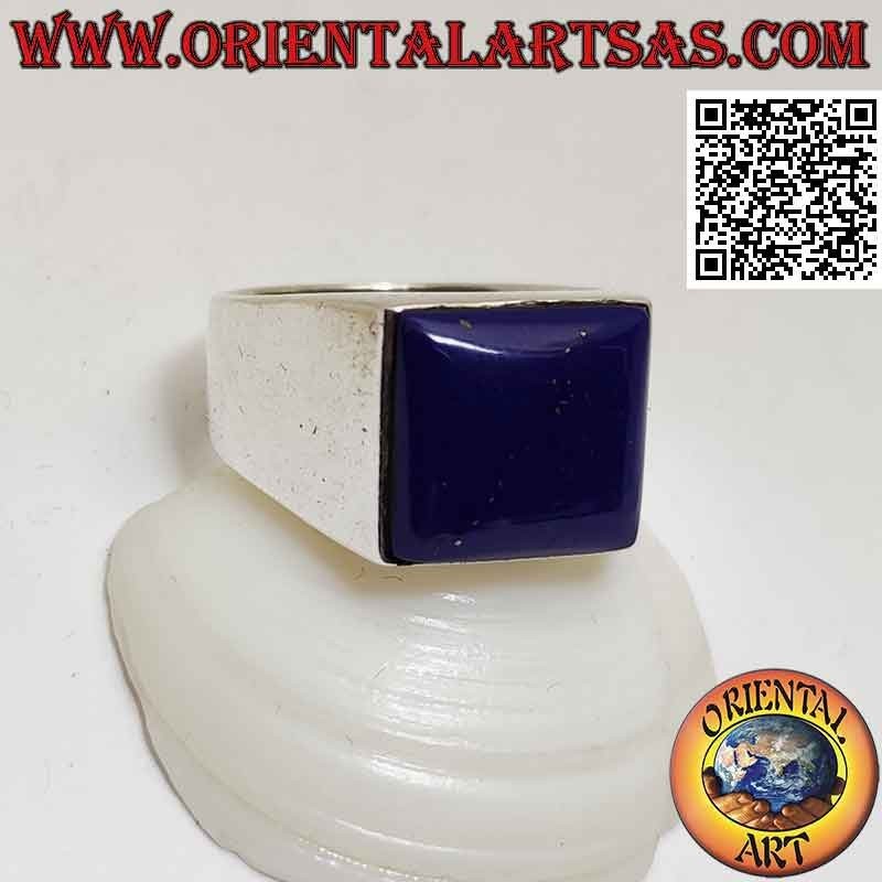 Anello in argento con sodalite quadrato cabochon su montatura liscia