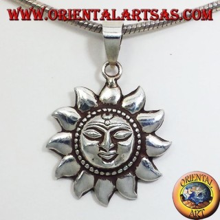 Silver Pendant Sun Nepalese (small)