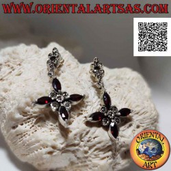 Silver lobe earrings with...