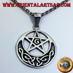 cinco colgante en plata con G y nudo celta