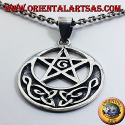 pendentif en argent, pentagramme avec G et noeud celtique