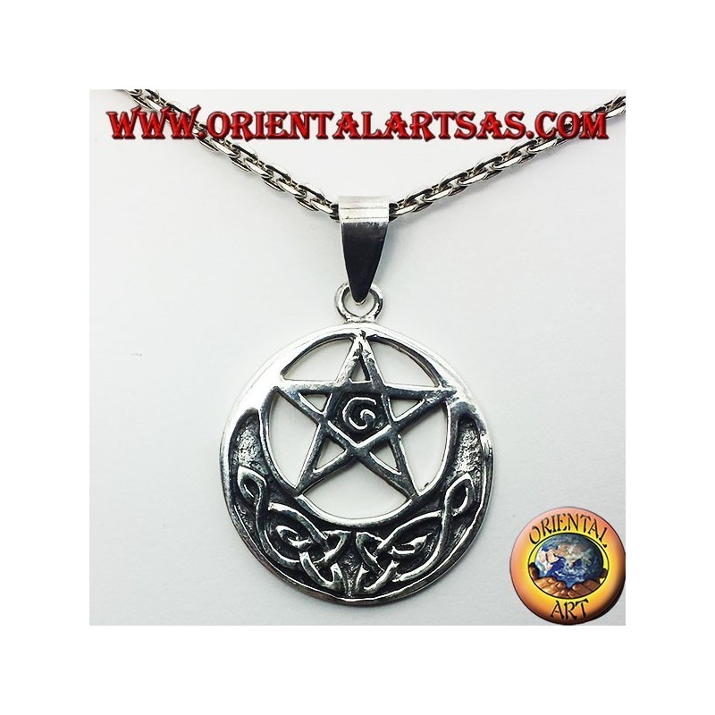 cinco colgante en plata con G y nudo celta