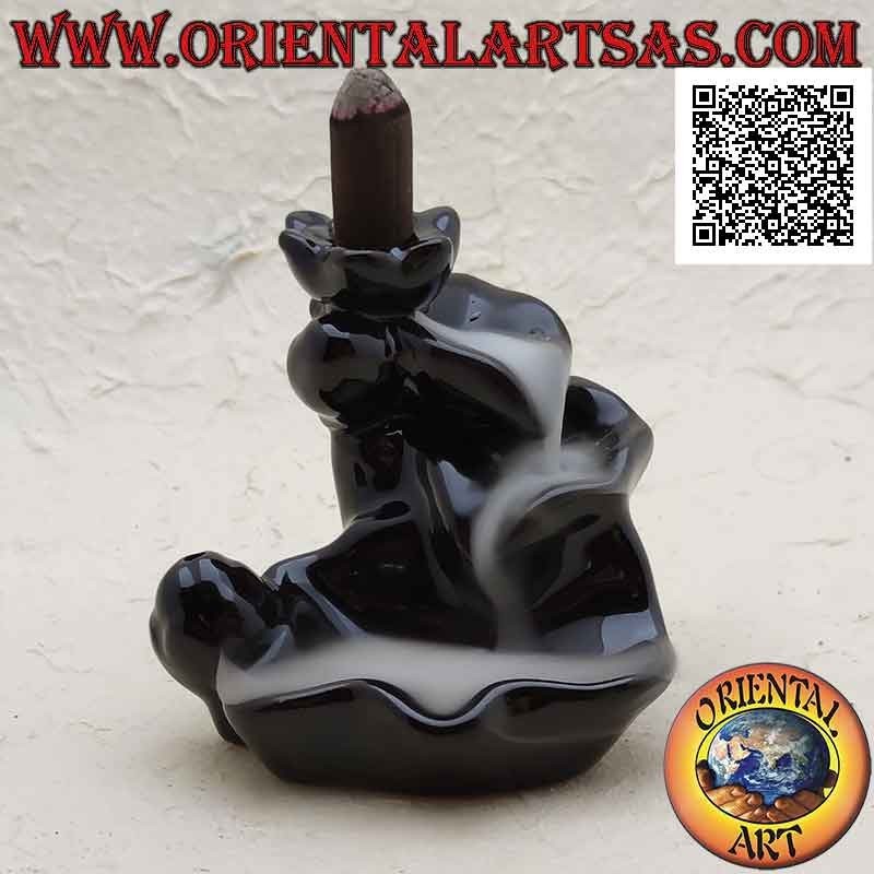 Bruciatore per incensi a cono a forma di fontana di foglie per effetto cascata di fumo, in ceramica
