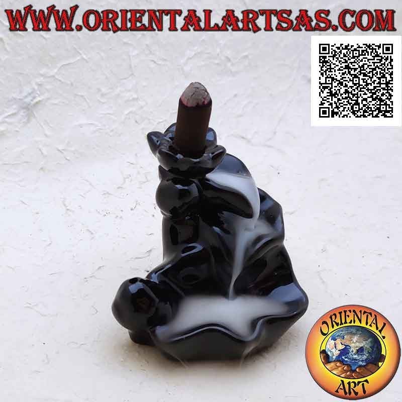 Bruciatore per incensi a cono a forma di fontana di foglie per effetto cascata di fumo, in ceramica