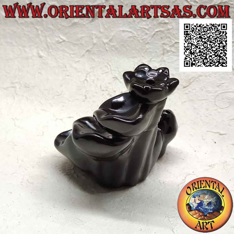 Cone shaped incense burner in the shape of a fountain of leaves for cascading smoke effect, in ceramic
