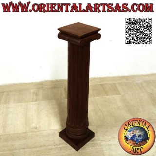 Column (backsplash) with imperial-style capital in teak wood (100 cm)