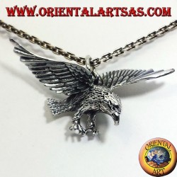 silver pendant, three-dimensional eagle
