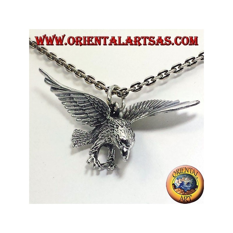 pendentif en argent, aigle en trois dimensions