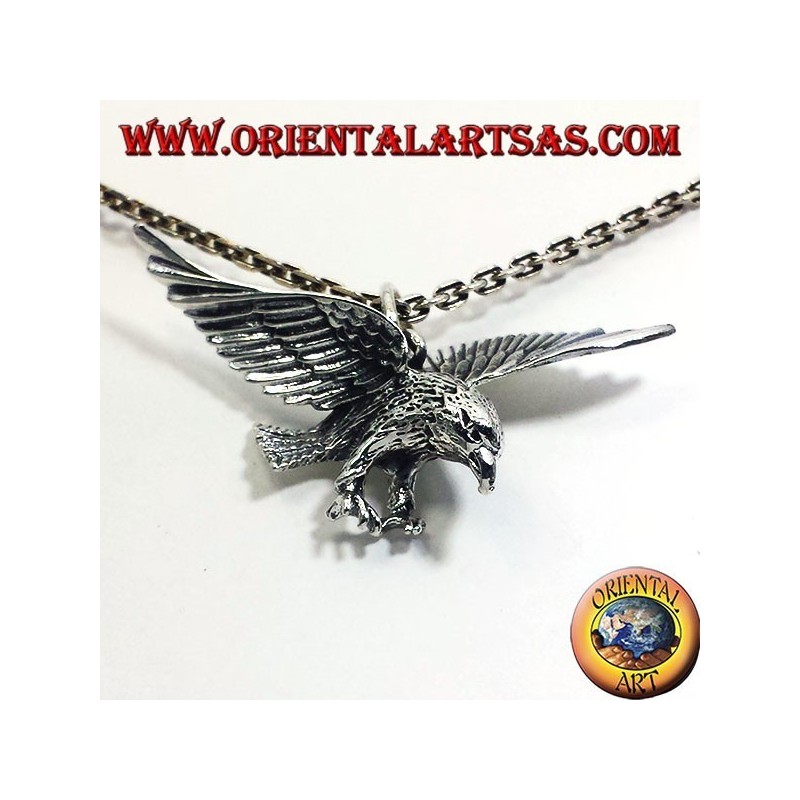 colgante de plata, águila en tres dimensiones