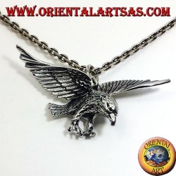 silver pendant, three-dimensional eagle