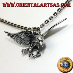 silver pendant, three-dimensional eagle