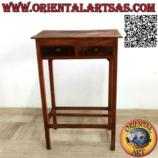 Tavolo alto per conferenze con 2 cassetti in legno antico di teak