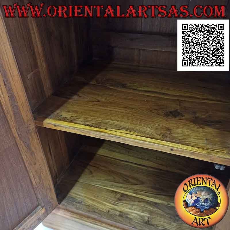 Credenza alta con 3 cassetti e 3 ante vetrate e 3 chiuse in legno di teak massiccio