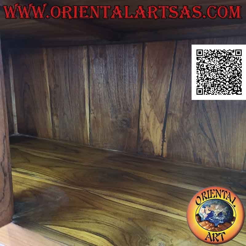 Credenza alta con 3 cassetti e 3 ante vetrate e 3 chiuse in legno di teak massiccio