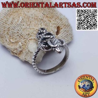 Anillo de plata en forma de serpiente "cobra" envolvente y con forma
