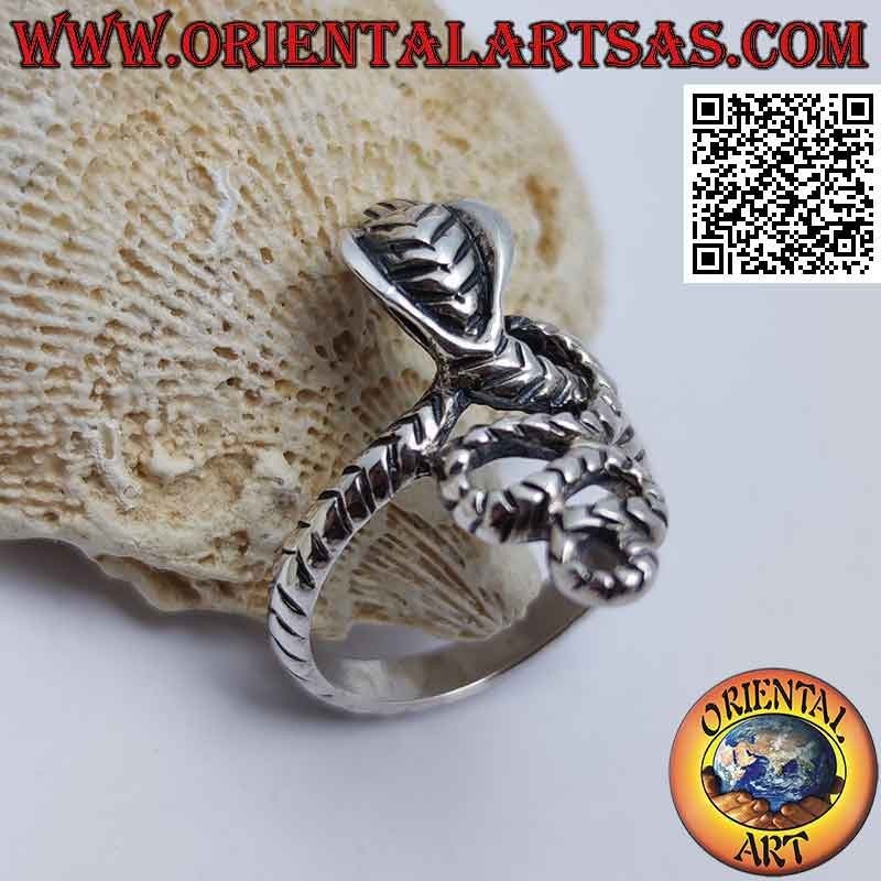 Bague en argent en forme de serpent "cobra" en forme et enveloppant