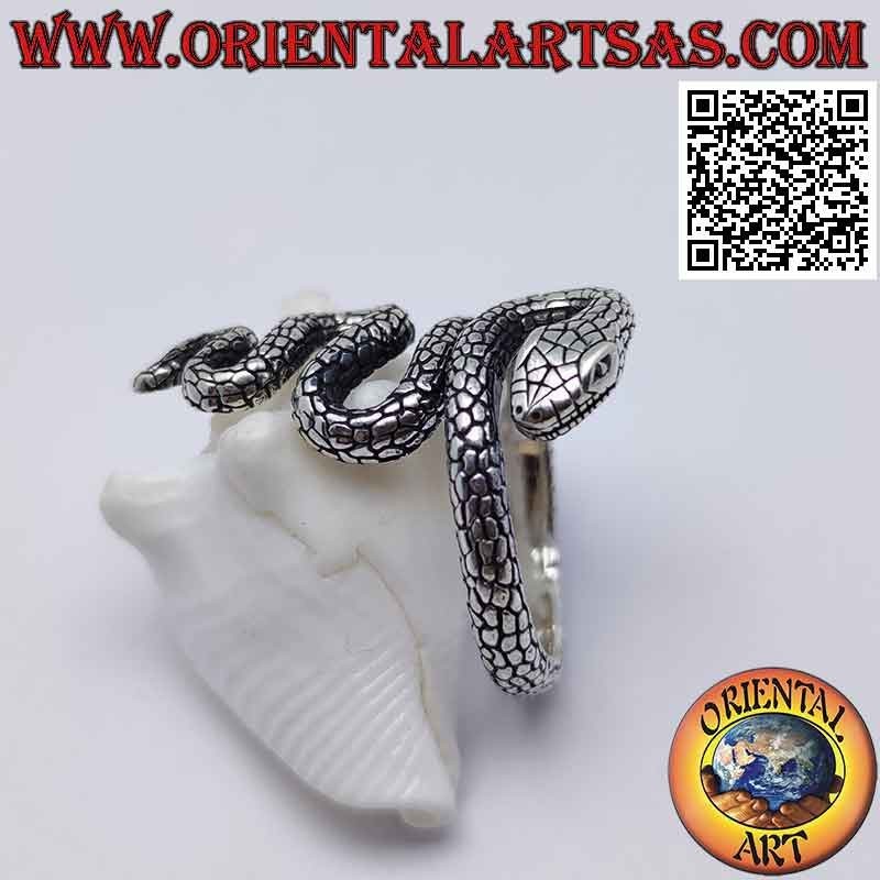 Bague en argent en forme de serpent du désert en mouvement sinueux