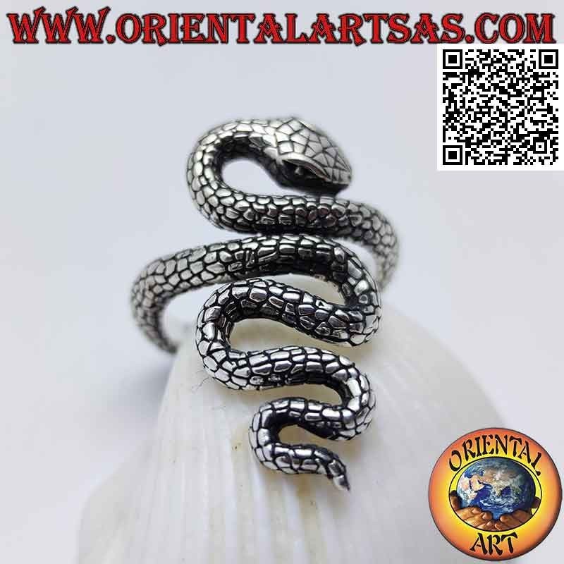 Anello in argento a forma di serpente del deserto in movimento sinuoso