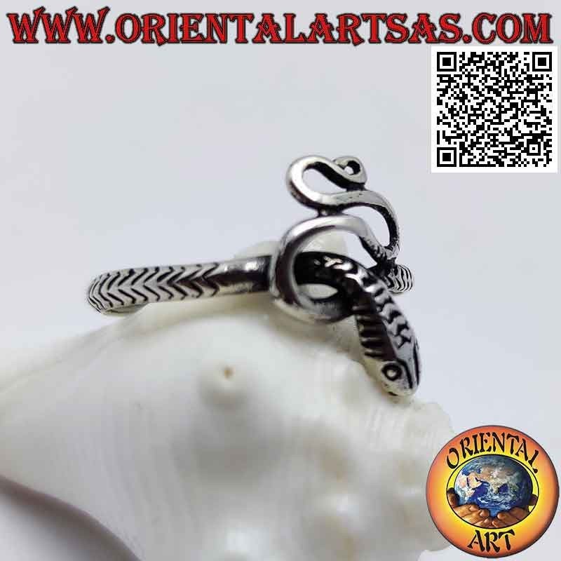 Anello in argento a forma di serpente sagomato e attorcigliato (piccolo)