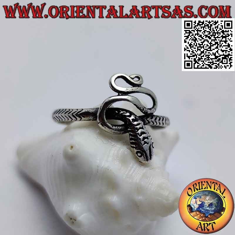Anello in argento a forma di serpente sagomato e attorcigliato (piccolo)