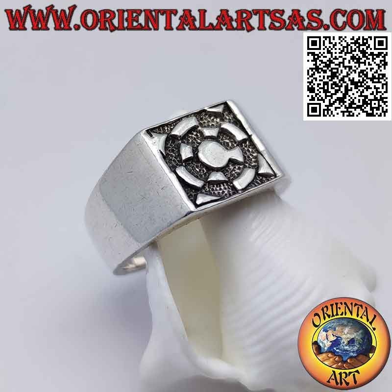 Silver ring with bas-relief "astral cross"