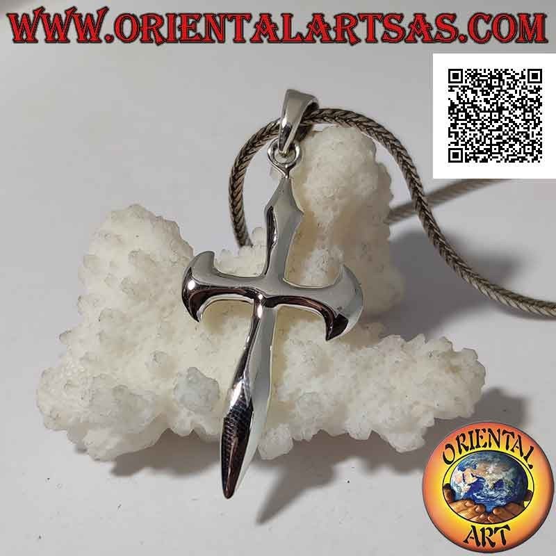 Silberanhänger, glattes, leicht abgerundetes Kreuz von Santiago de Compostela