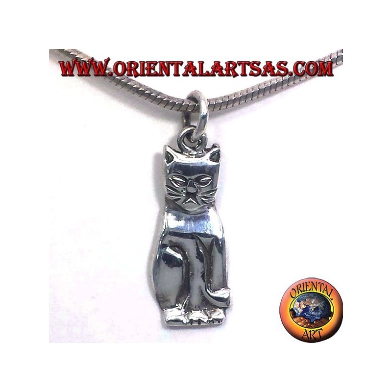 gato colgante en plata