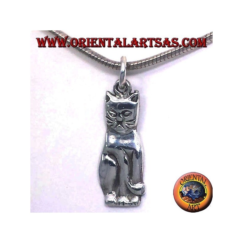 gato colgante en plata
