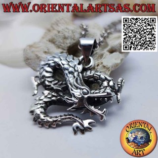 Silver pendant, Lindworm dragon twisted into infinity