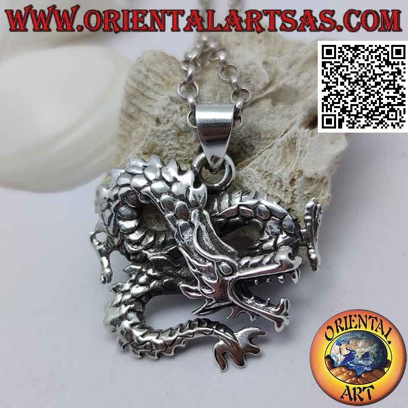 Colgante de plata, dragón Lindworm retorcido al infinito