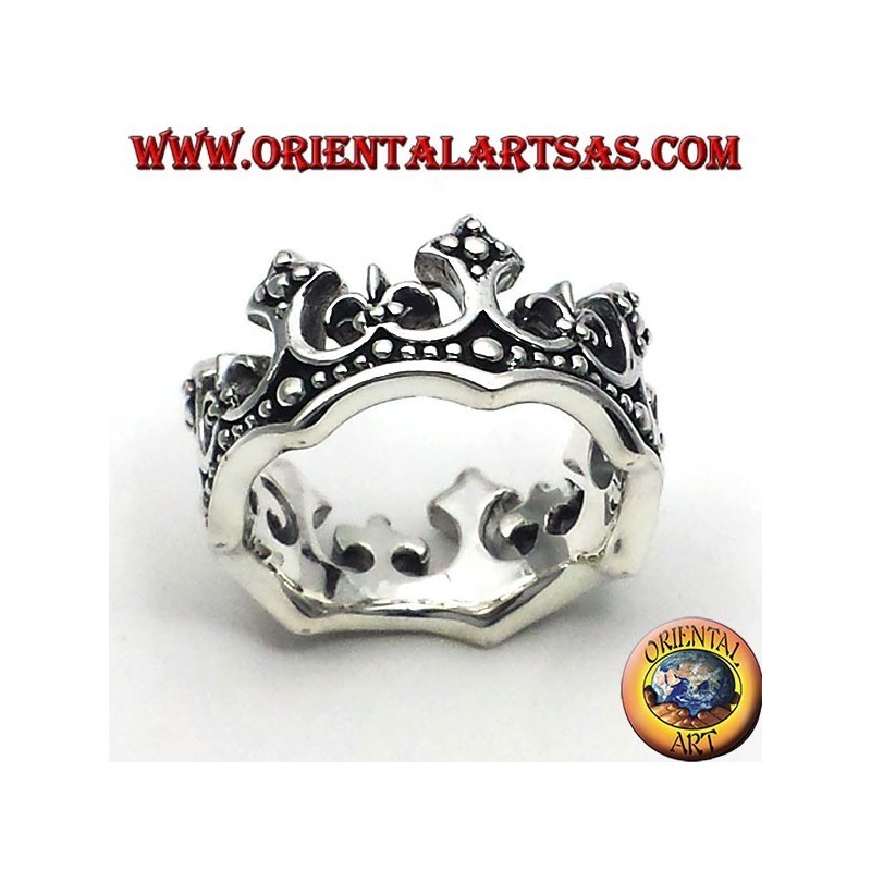 anello corona in argento 