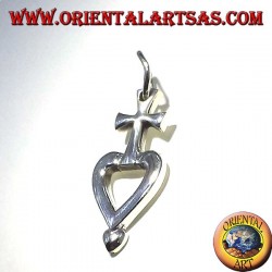 pendentif en argent croix mon coeur