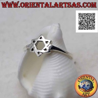 925 Sterling Silver Ring with Smooth Cut-Out Hexagram – Geometric Design