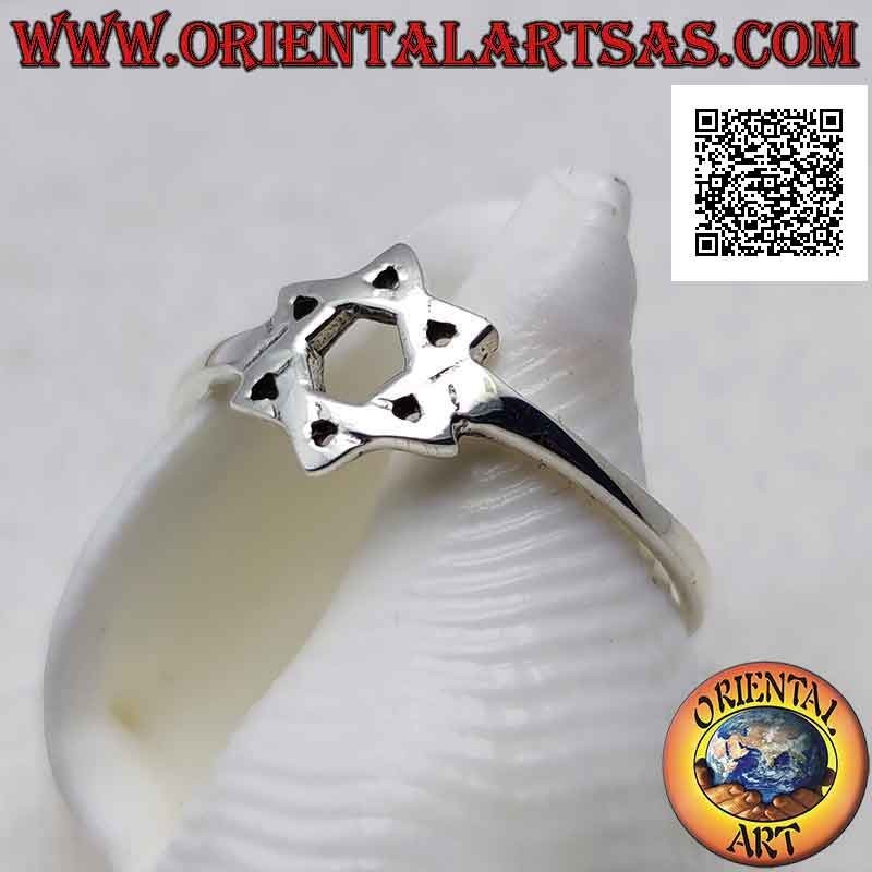 Bague en Argent 925 avec Étoile Hexagonale Ajournée Lisse – Design Géométrique