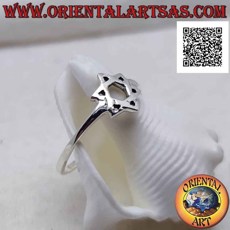 Bague en Argent 925 avec Étoile Hexagonale Ajournée Lisse – Design Géométrique