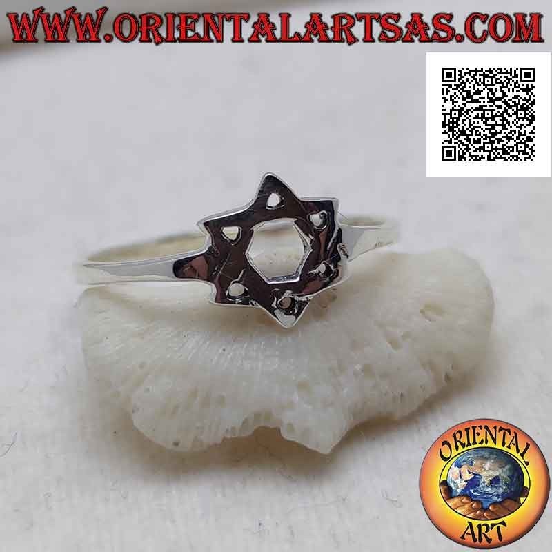 Anillo de Plata 925 con Estrella Hexagonal Calada Lisa – Diseño Geométrico