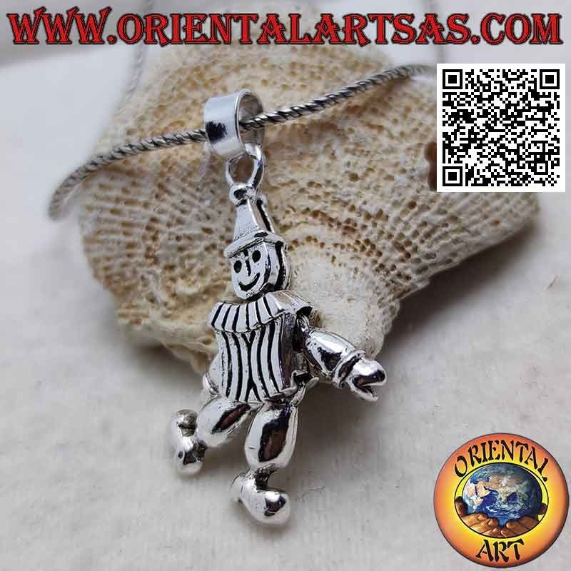 Pendentif en argent en forme de clown mobile en trois dimensions (clown)
