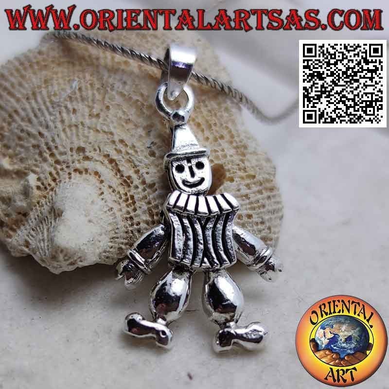 Pendentif en argent en forme de clown mobile en trois dimensions (clown)
